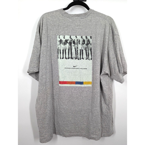 Nike Other - VTG Nike men XL Grey Center Check Cotton Crew Short Sleeve Graphic Back Tee USA